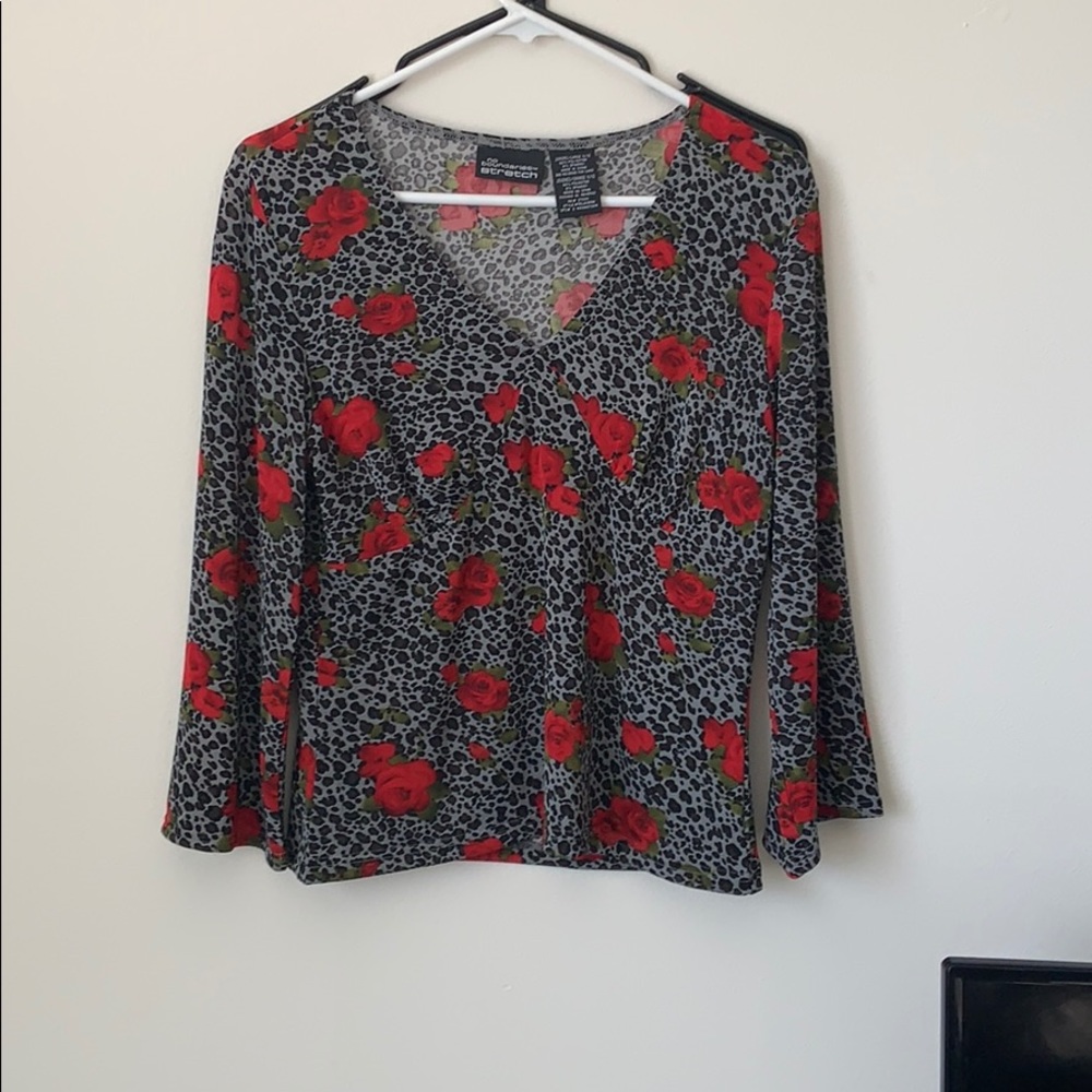 2000’s rose cheetah print top